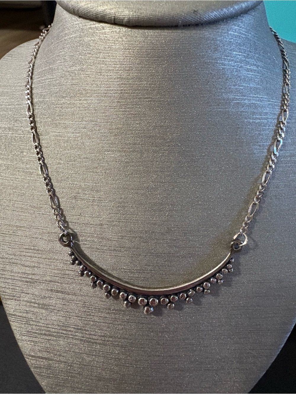 925 Silver  Beaded Crescent Necklace - Women Jewelry